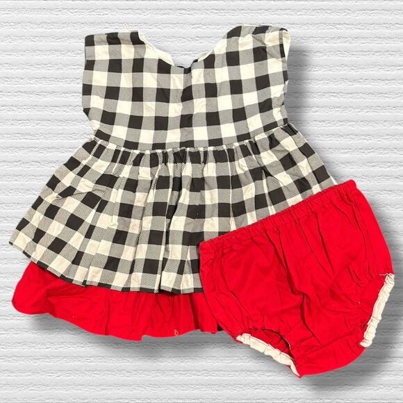 Juliet Lane Handmade Dress And Bloomer 2t Buffalo Plaid Red Black - Picture 1 of 4